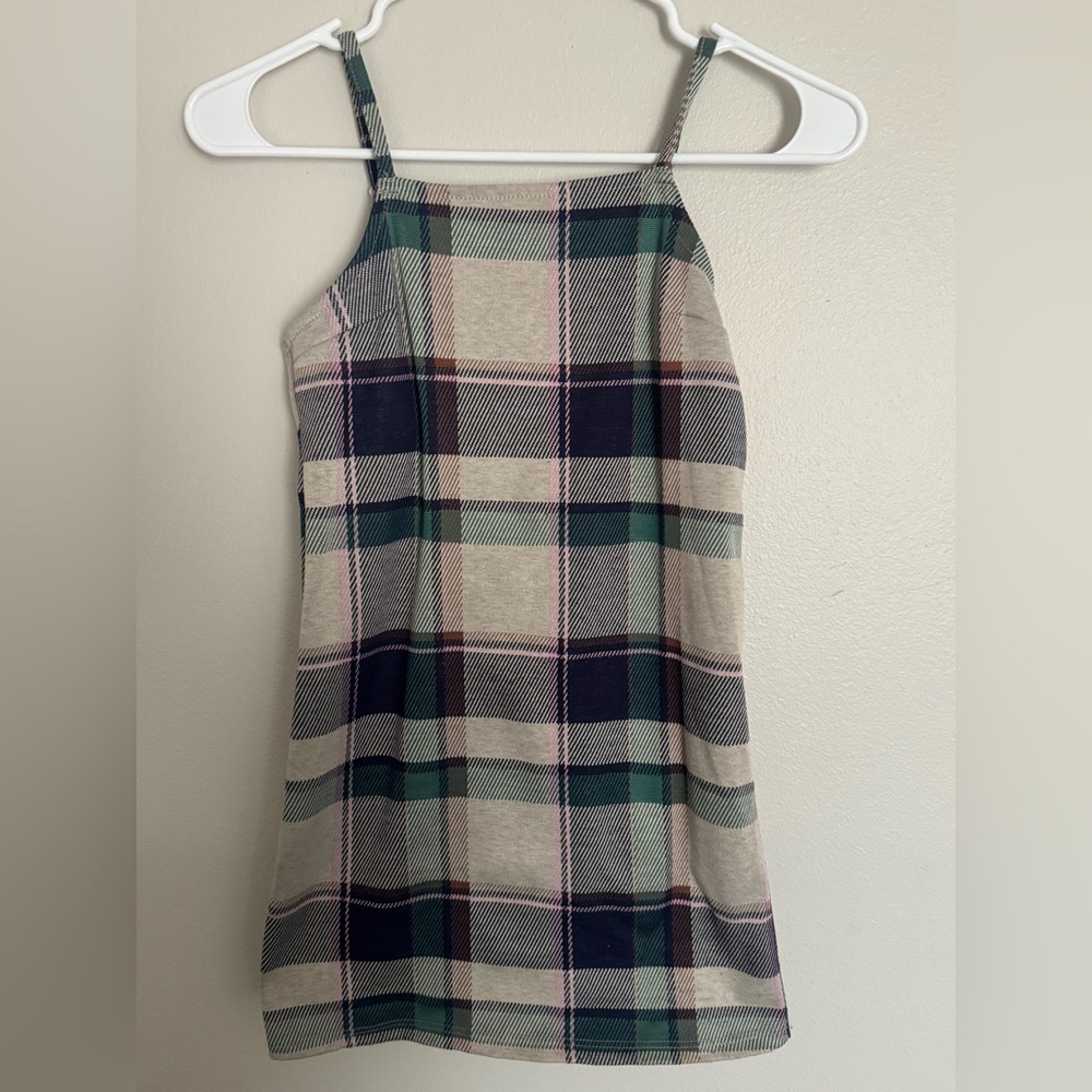 BTWEEN Girls Green Plaid Spaghetti Strap Dress | Sleeveless size 10
